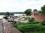 SERBIA 28. (BELGRADO- KALEMEGDAN) PANORAMICA DE LOS JARDINES DE LA FORTALEZA, AL FONDO EL RIO DANUBIO