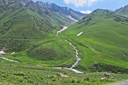 KIRGUISTAN 156 (DE ARSLANBOB A SUUSAMYRY) POR EL CURSO DE EL RIO NARYN, MUCHOS RIACHUELOS EN NUESTRO CAMINO