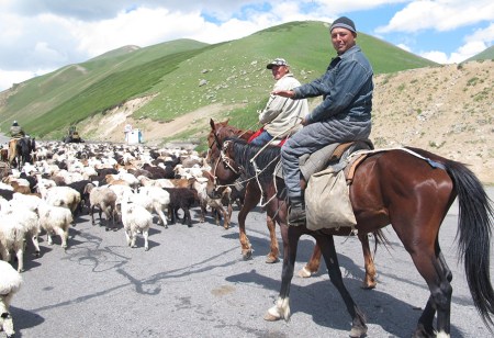 KIRGUISTAN 160 (DE ARSLANBOB A SUUSAMYR) LOS NOMADAS SON LOS VERDADEROS GUARDIAS DE TRAFICO