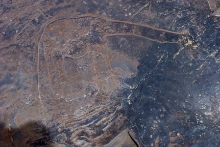 SAHARA OCCIDENTAL 6 (AL SUR DE SMARA LA REGION DE RIO ZELUAN) LOS PETOGRIFICOS REPRESENTAN SOBRE TODO ANIMALES, LA GIRAFA...